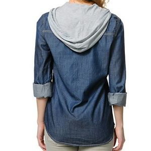Hoodie Denim Button Up